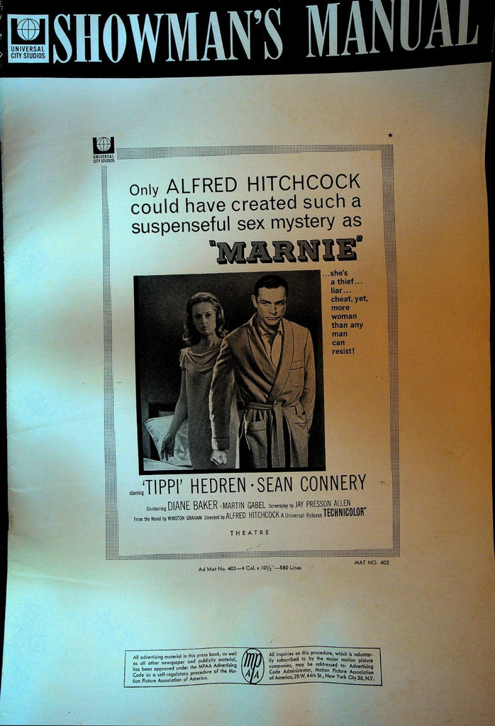 Marnie Universal City Studios Showman's Manual Sean Connery Alfred Hitchcock0