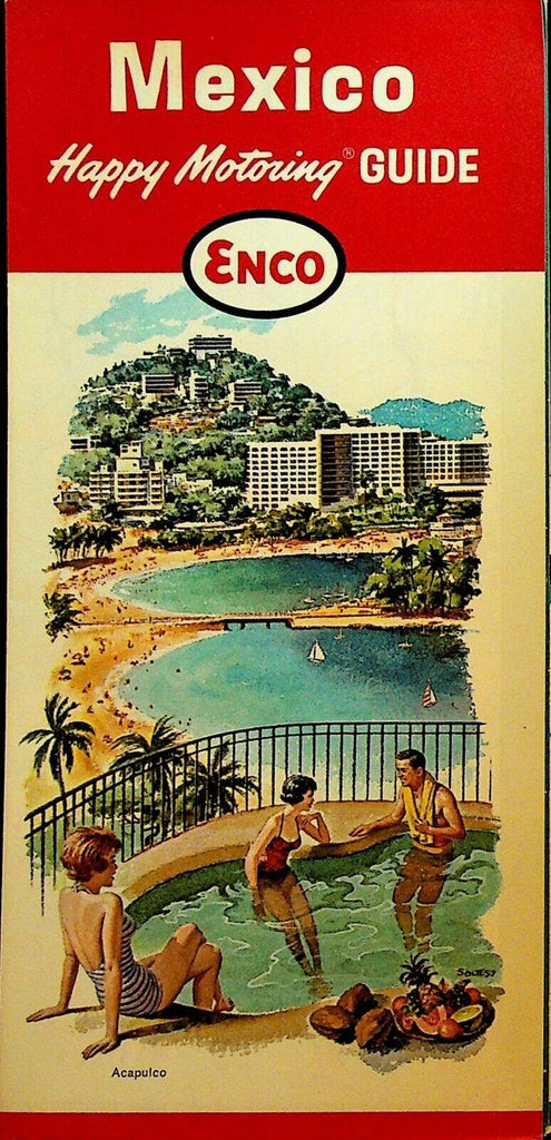 Esso Gas Station Map Mexico Happy Motoring Guide 1960s