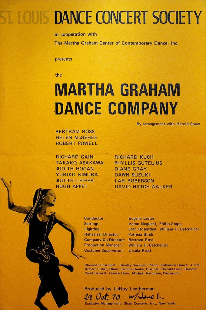 Martha Graham Dance Company Program October 29 1970 St Louis0