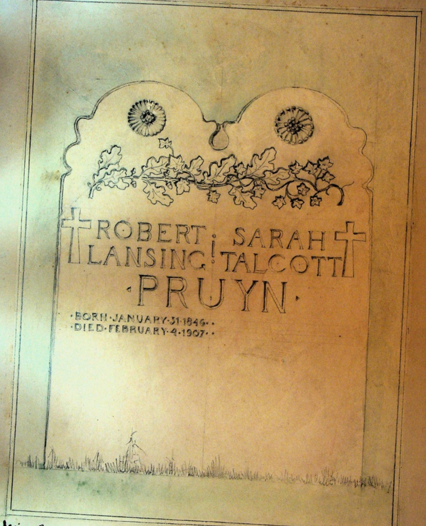 John du Fais Dufais Architect Sketch Design B 1907 Gravestone Pruyn NYC0