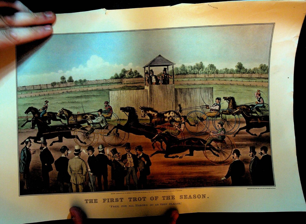 Currier & Ives Calendar Topper 1962 First Trot of the Season Harness Racing