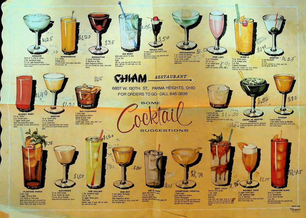 Chiam Restaurant Parma Heights Ohio Placemat 1970s
