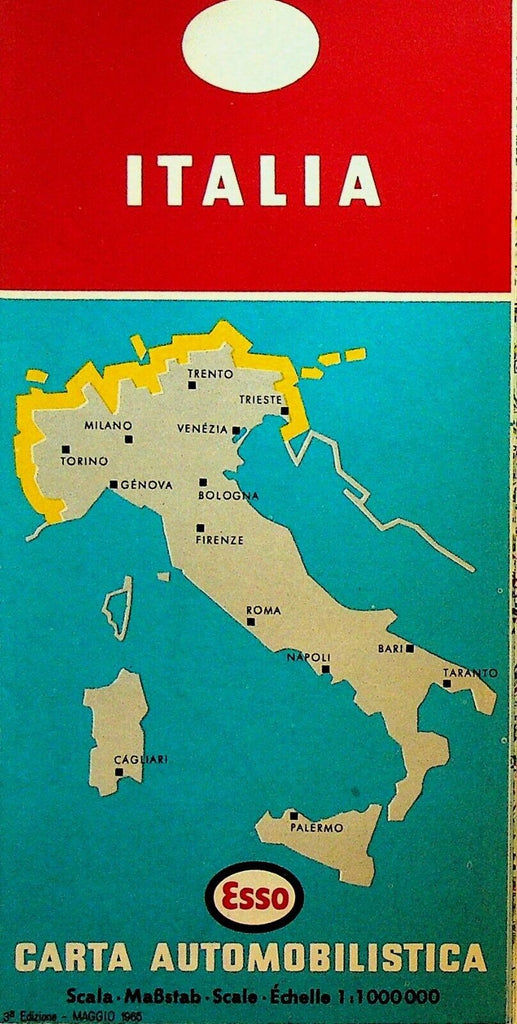 Esso Gas Station Map Italia 1965 Italy