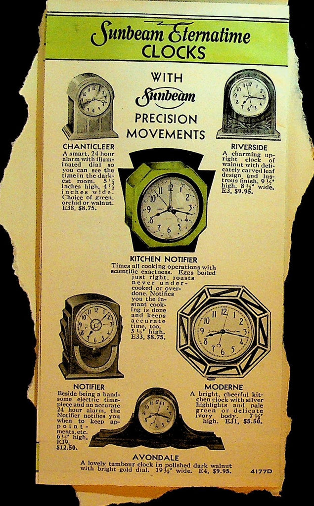 Sunbeam Ad Brochure 1930s Mixmaster Clocks Coffee Makers Ironmaster0