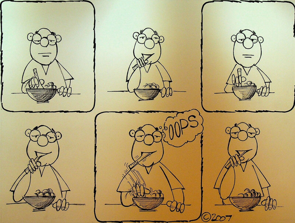 Bill Landis Original Cartoon Art The Villages Daily Sun 2007 Eating Cereal