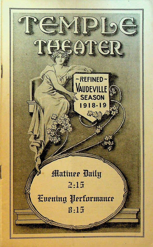 Temple Theater 1918 Vaudeville Program Mazie King Chris Richards Edith Clifford