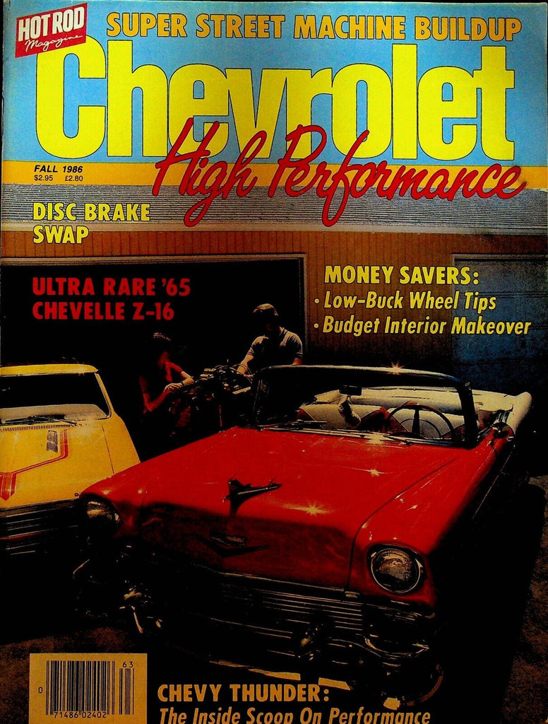 Chevrolet High Performance Magazine Fall 1986 Z16 Chevelle Bel Air Chevelle