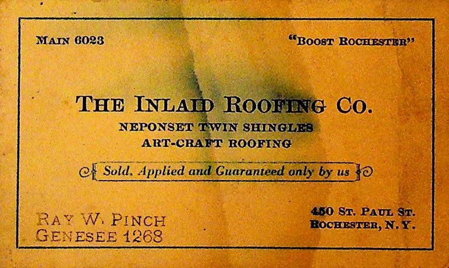 The Inland Roofing Co Business Card Rochester NY Neponset Shingles0