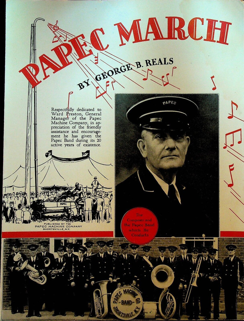 Papec March Sheet Music George Reals Papec Machine Co 1936 Shortsville NY