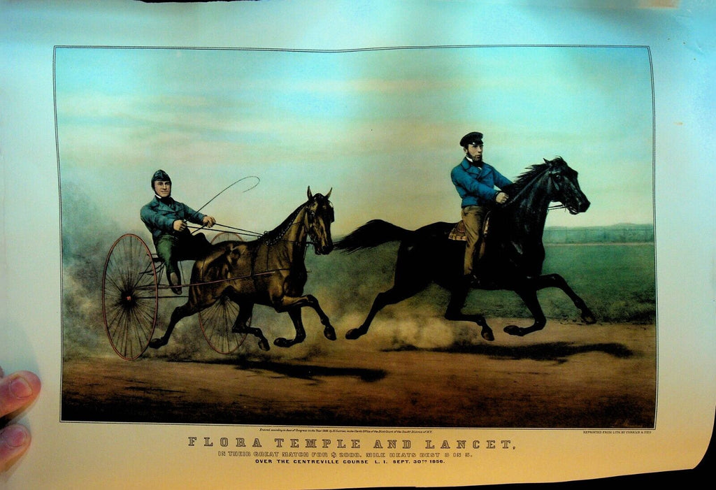 Currier & Ives Calendar Topper 1961 Flora Temple & Lancet Harness Racing