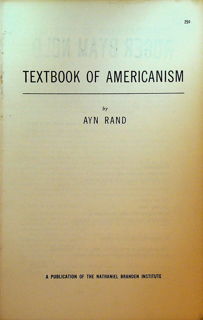 Textbook of Americanism by Ayn Rand Booklet Nathaniel Branden Institute0