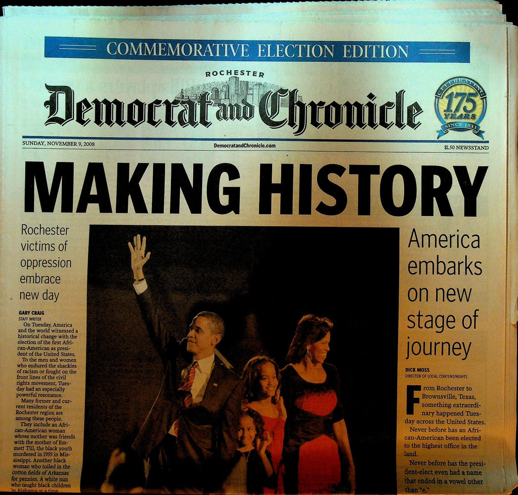 Barack Obama Making History Newspaper November 9 2008 Rochester D&C0
