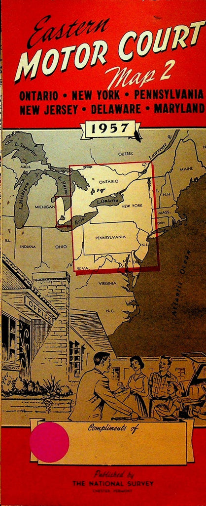 Eastern Motor Court Map 2 1957 Motels Ontario NY Pa NJ Md Delaware0