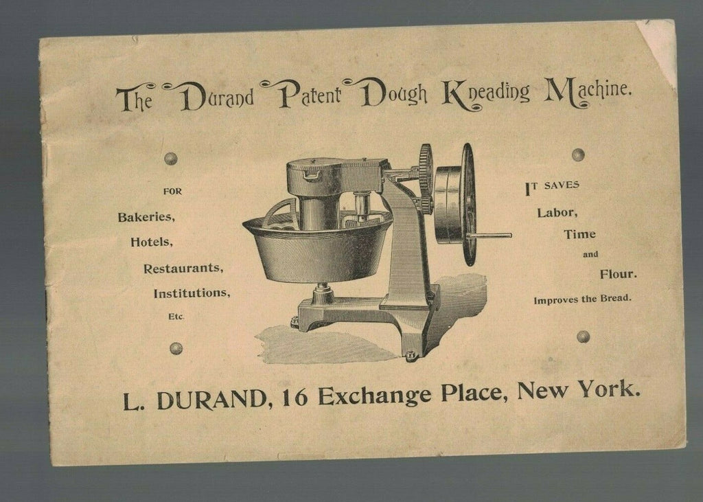 Durand Patent Dough Kneading Machine Catalog 1894 Commercial Bakery0