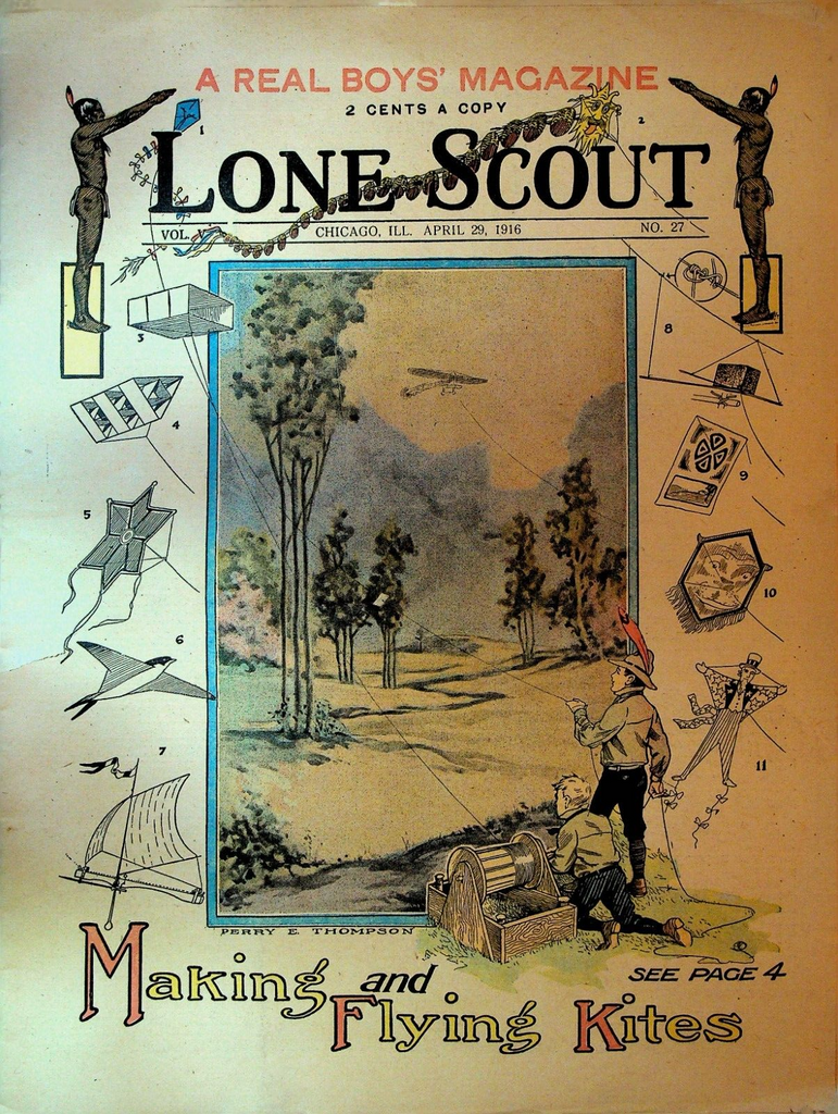 Lone Scout  Magazine April 29 1916 Scouting Making & Flying Kites Baseball0