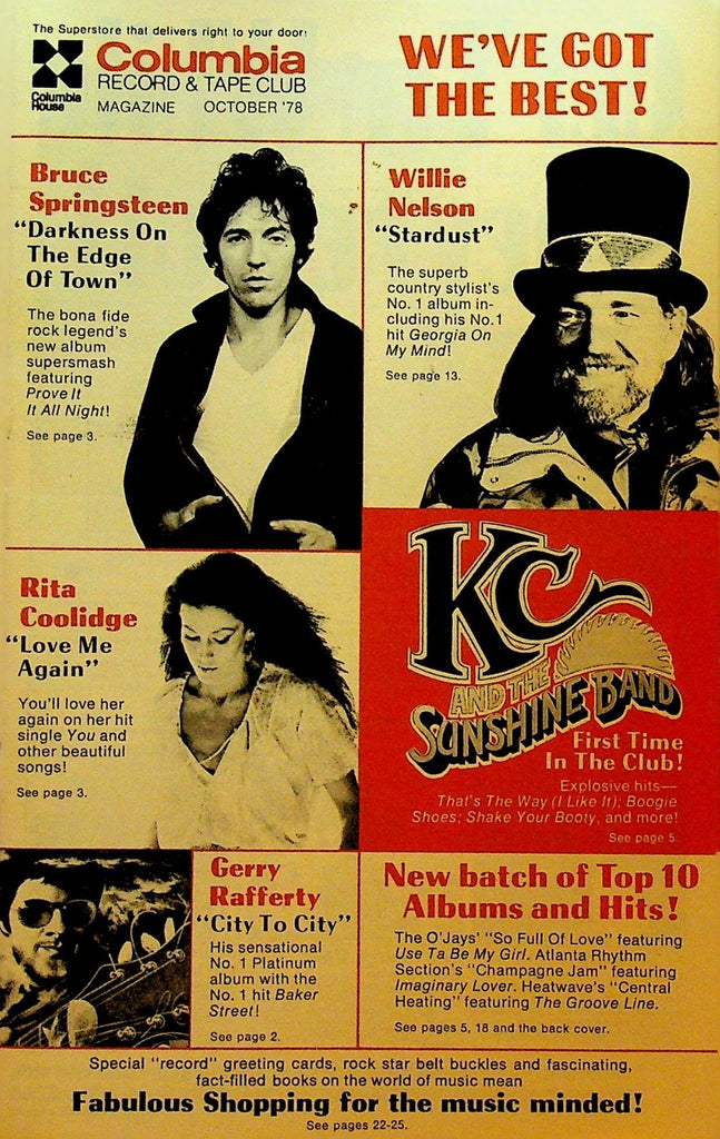 Columbia Record & Tape Club Catalog October 1978 Bruce Springsteen Willie Nelson0