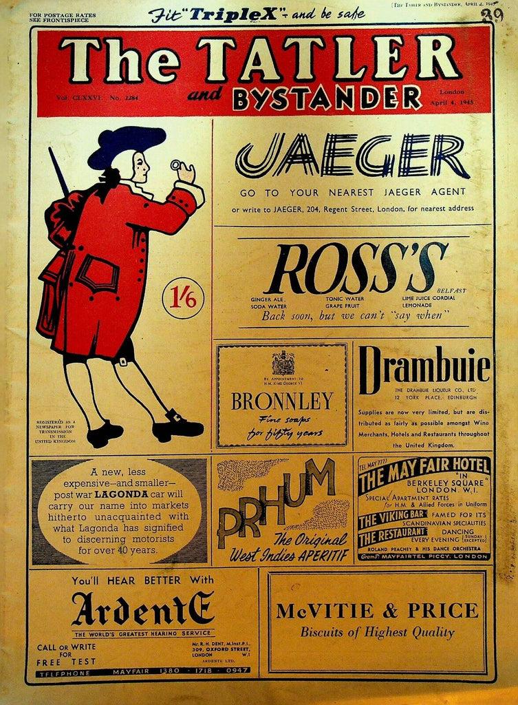 The Tatler & Bystander April 4 1945 WWII Claire Luce Frank Sinatra Xavier Cugat