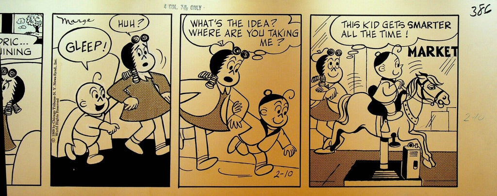 Little Lulu Original Comic Strip Art February 10 1969 Coin Operated Horse