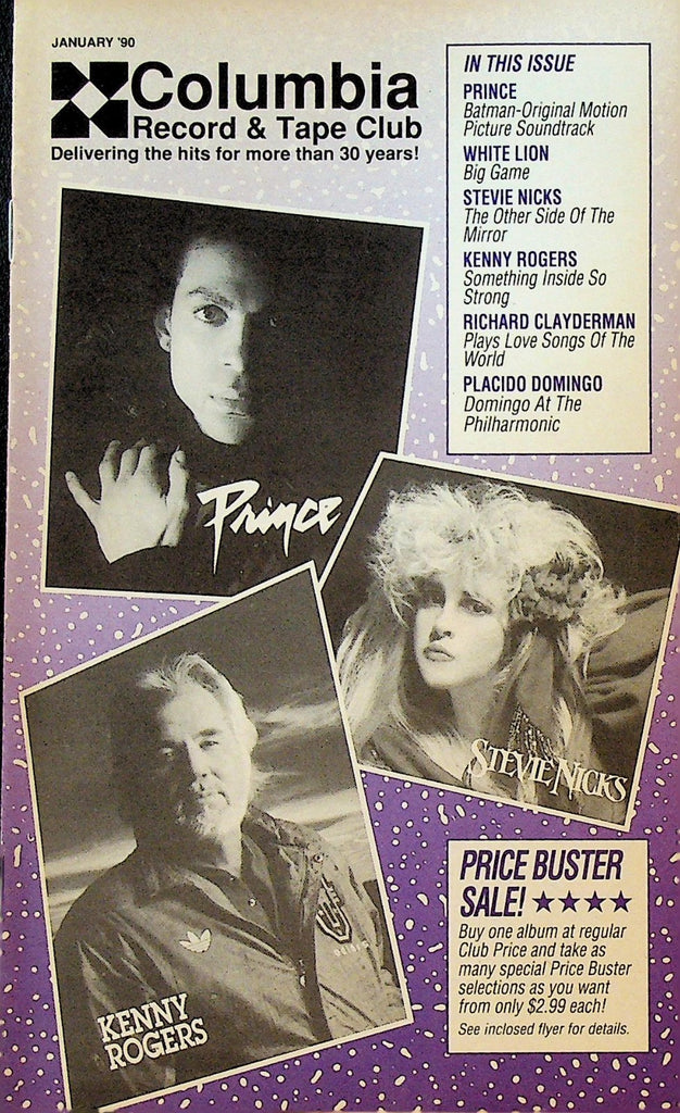 Columbia Record & Tape Club Catalog January 1990 Prince Stevie Nicks0