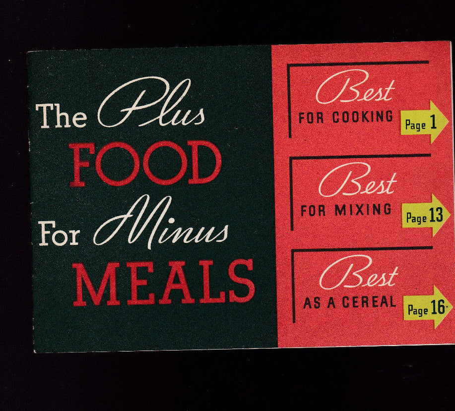 The Plus Food for Minus Meals Booklet 1920s Kelloggs All Bran0