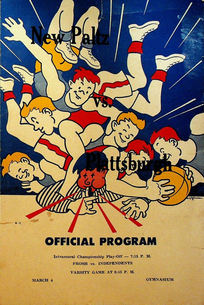 Plattsburgh v New Paltz Basketball Program March 4 1950 NY