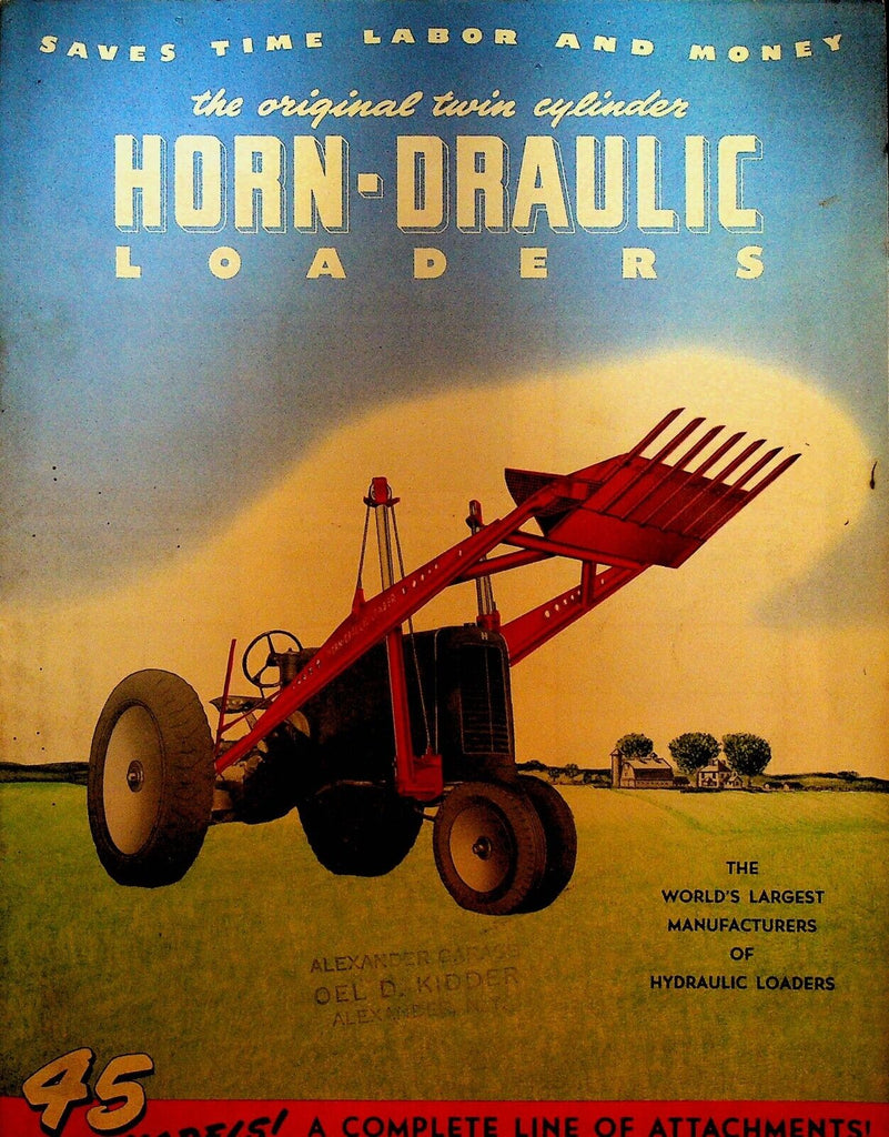 Horn Draulic Hydraulic Loader Brochure Horn Mfg Fort Dodge Iowa 1940s