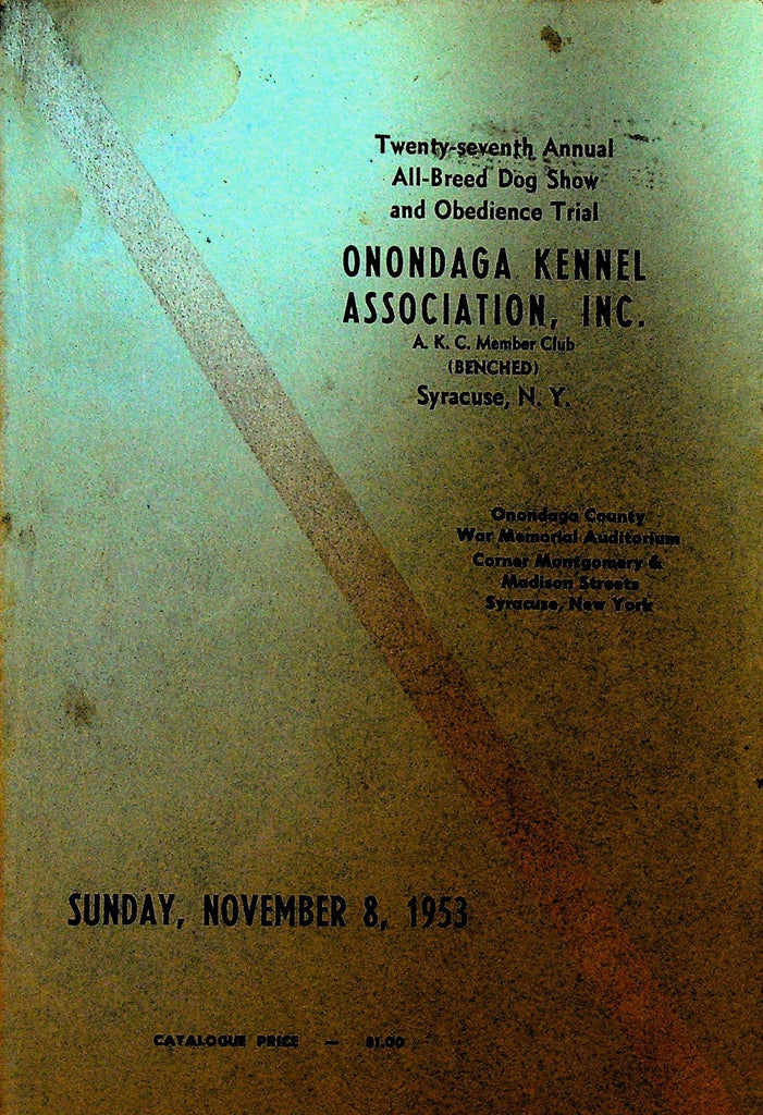 Onondaga Kennel Association Dog Show Catalogue 1953 NY0