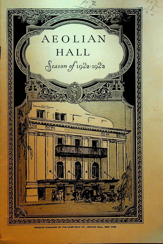 Ashley Pettis Piano Recital Program December 11 1922 Aeolian Hall