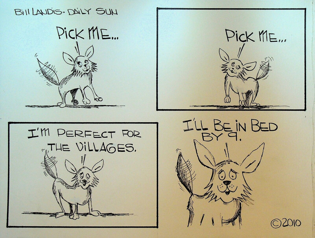 Bill Landis Original Cartoon Art The Villages Daily Sun 2010 Adopt a Dog