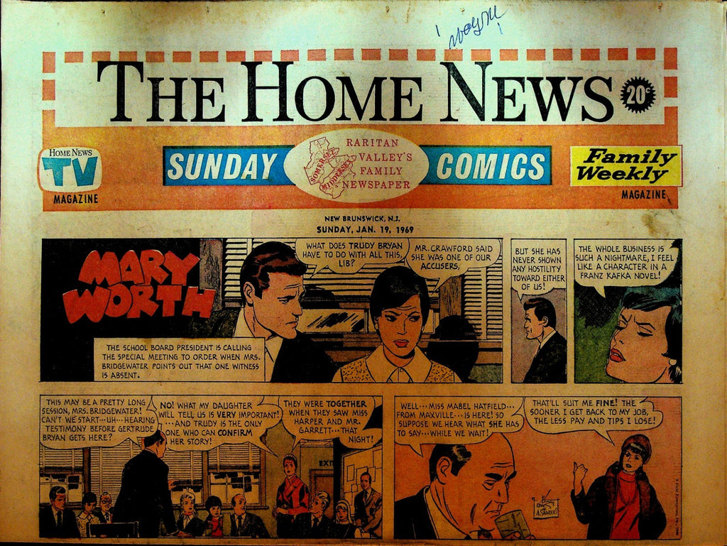 The Home News Sunday Comics New Brunswick NJ January 19 1969 Peanuts Mary Worth0