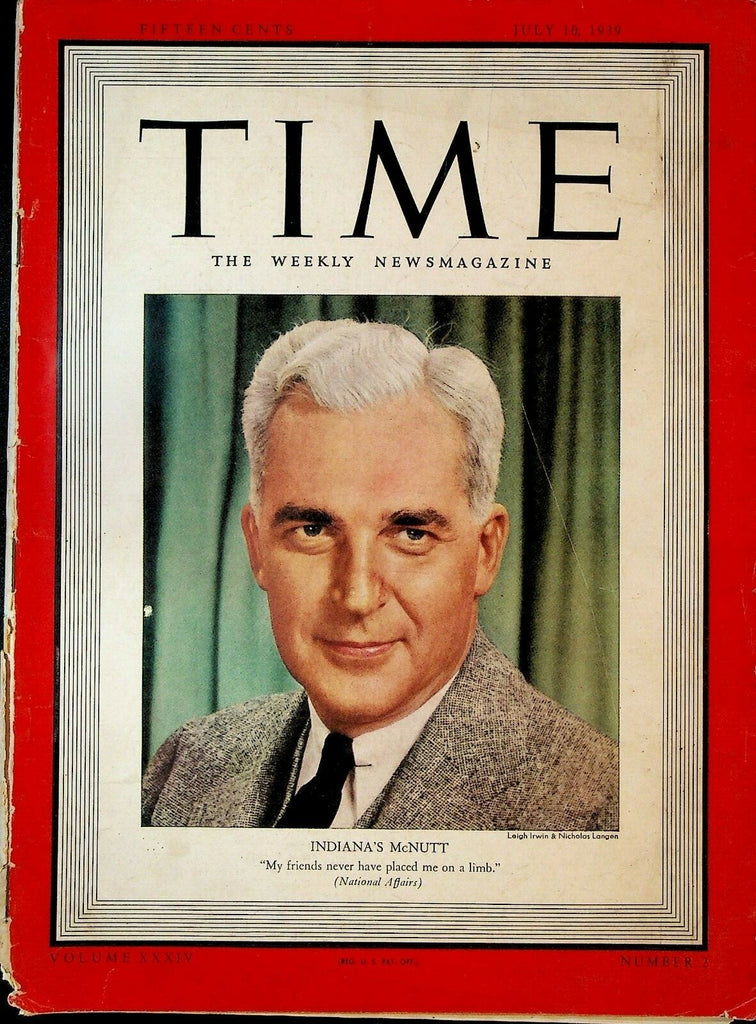 Time Magazine July 10 1939 Paul McNutt China Japan Science Fiction Pulps0