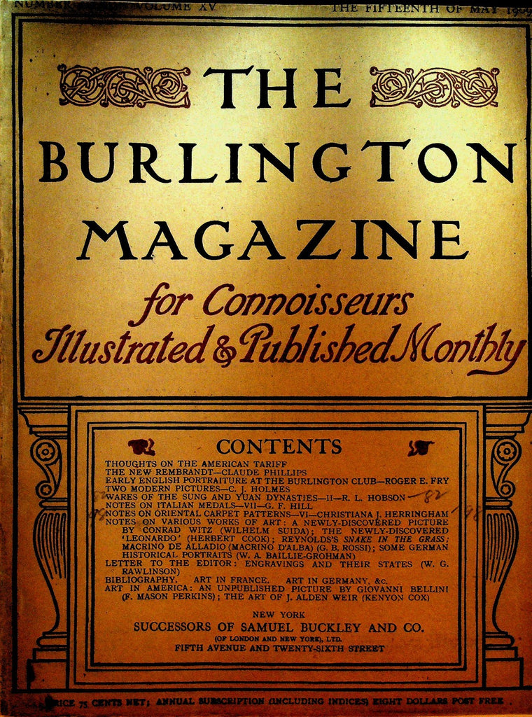 Burlington Magazine May 1909 Claude Phillips Sung & Yuan Dynasties Art Bellini0