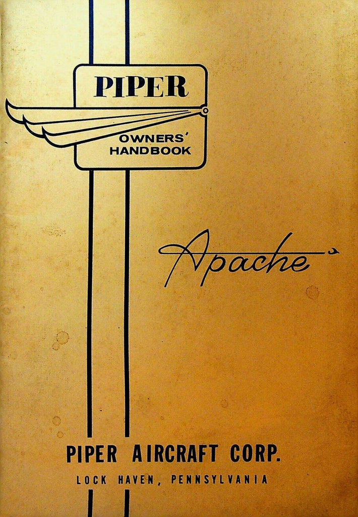 Piper Apache Aircraft Owners Handbook 1967 Lock Haven Pa
