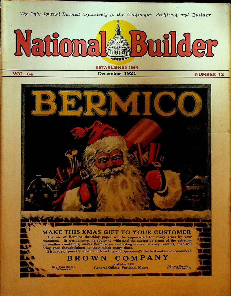 National Builder December 1921 Santa Claus Asbestos Architecture Construction