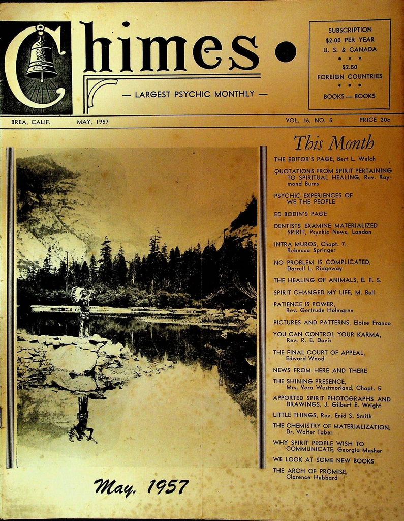 Chimes Magazine Psychic May 1957 Gertrude Homgren Edward Wood Enid Smith