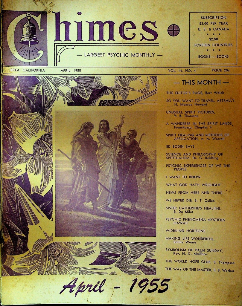 Chimes Magazine Psychic April 1955 Ed Bolin BT Cullen Edithe Weare Hawaii