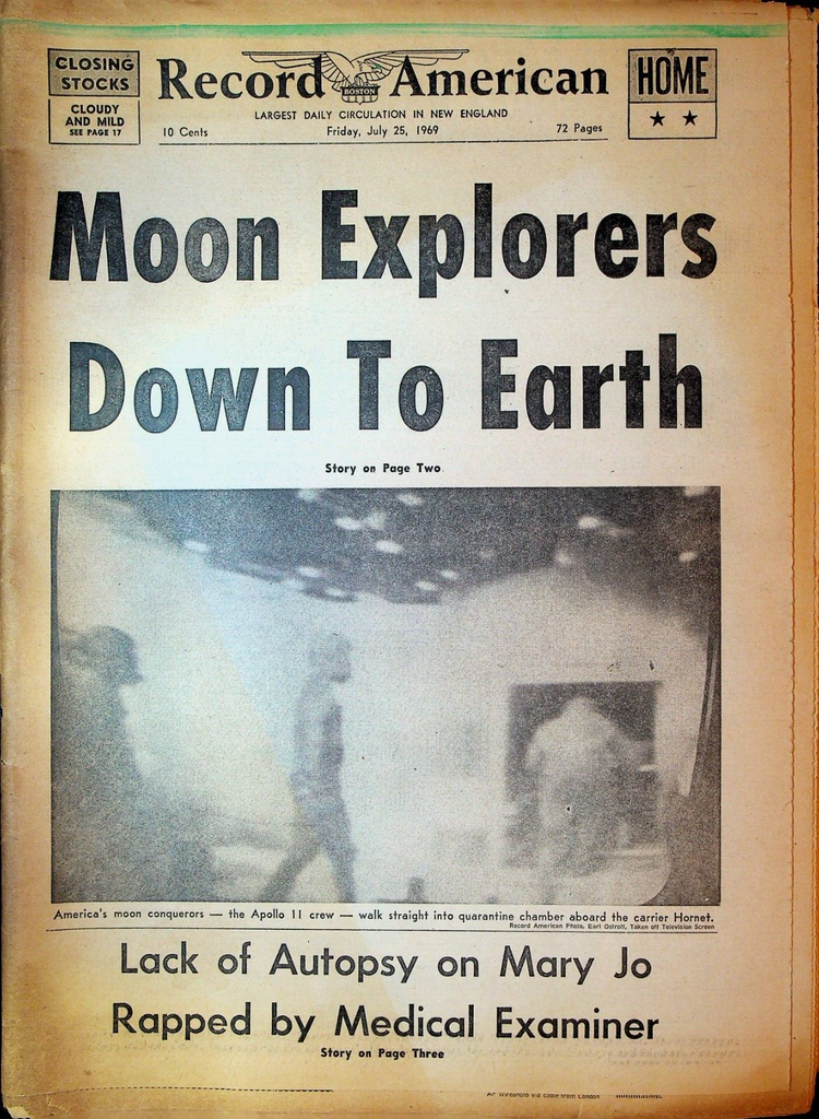 Boston Record American July 25 1969 Apollo 11 May Jo Kopechne Cassius Clay0