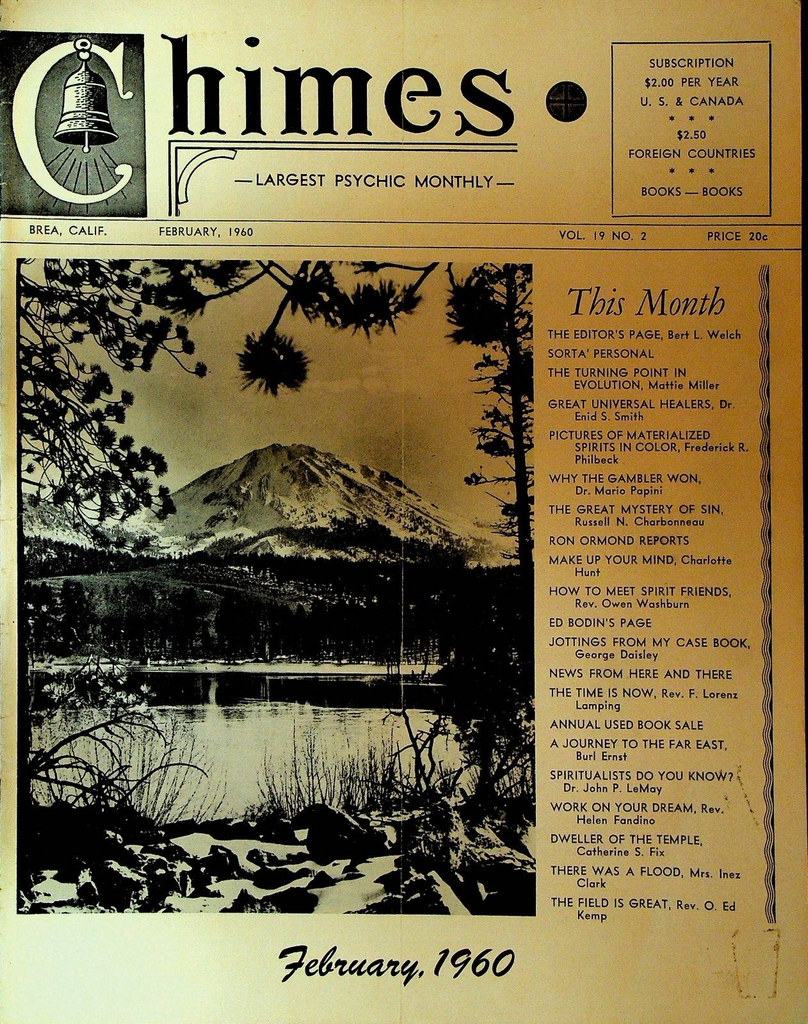 Chimes Magazine Psychic February 1960 Mario Papini Frederick Philbeck Burl Ernst