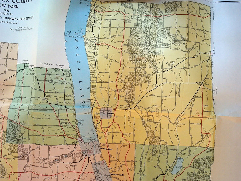 Schuyler County New York Department of Public Works 1966 Map
