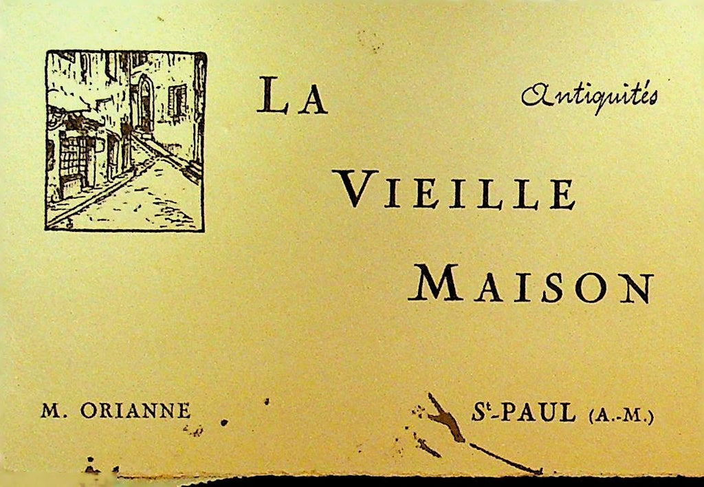 La Vieille Maison Business Card 1930s Saint Paul France Revenue Stamps0