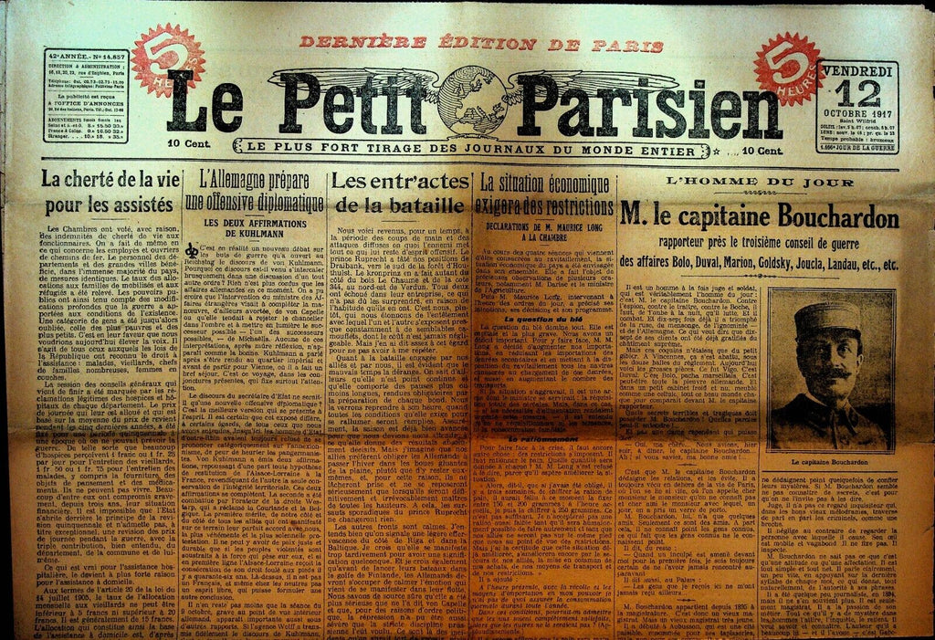 Le Petit Parisien WWI Newspaper France October 12 1917 Louis Turmel