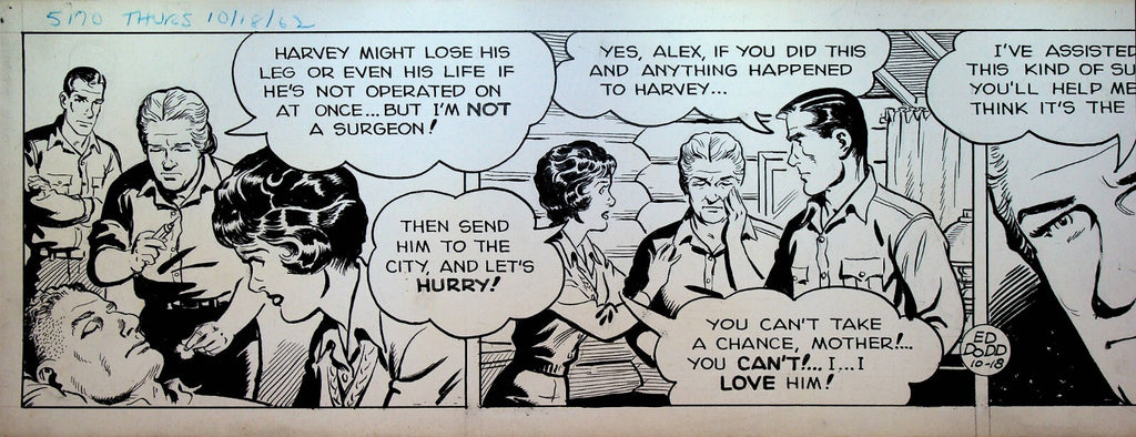 Mark Trail Ed Dodd Original Comic Strip Art October 18 1962 Surgery0