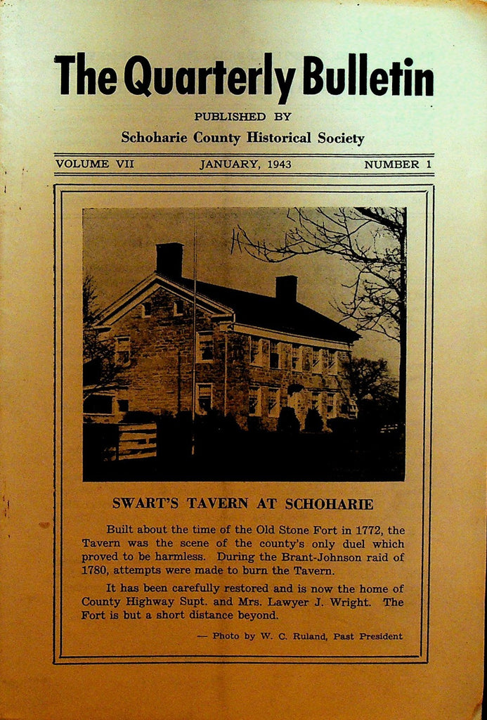 Schoharie County Historical Society Bulletin NY January 1943 Swart's Tavern0