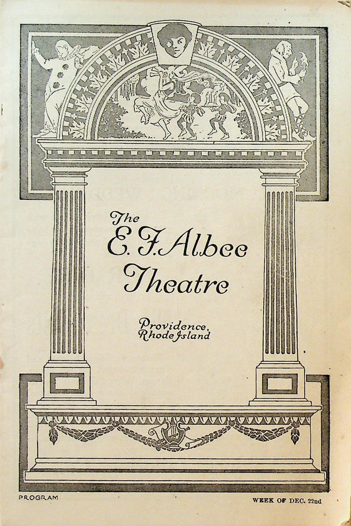 EF Albee Theatre Vaudeville Program December 22 1919 Marie Cahill Providence RI0