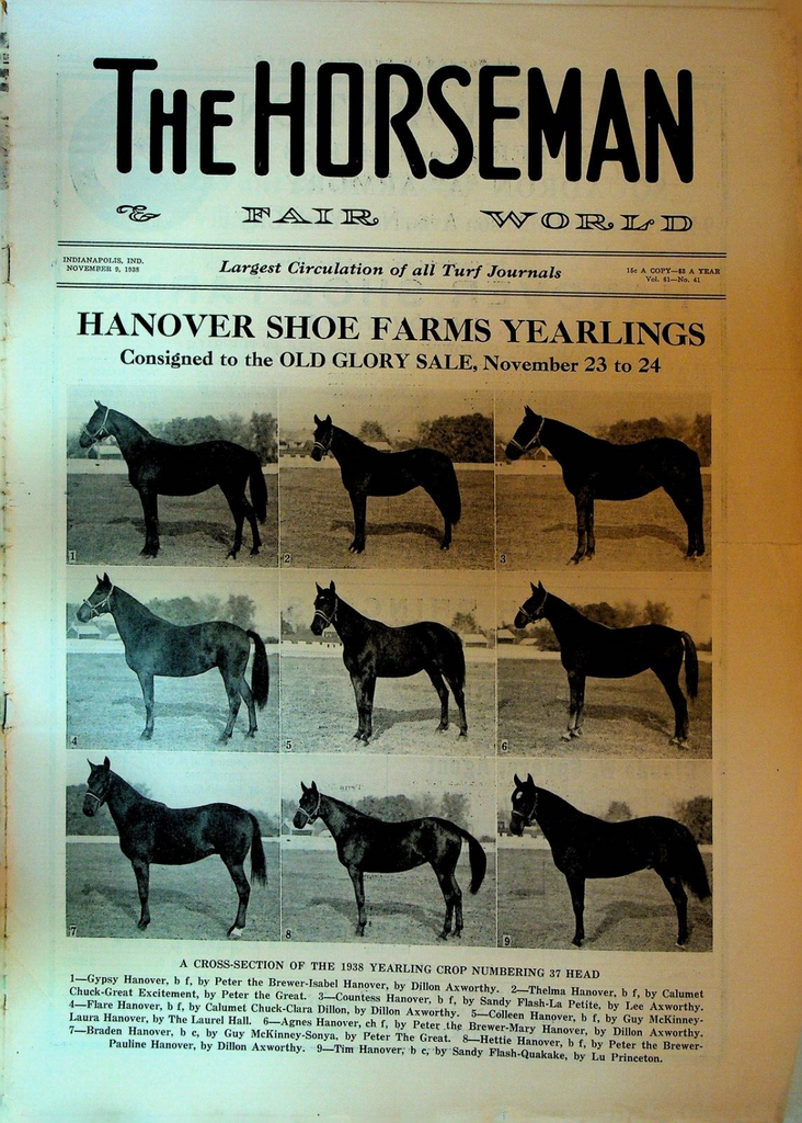 The Horseman & Fair World Turf Journal November 9 1938 Horse Racing Hanover Farm