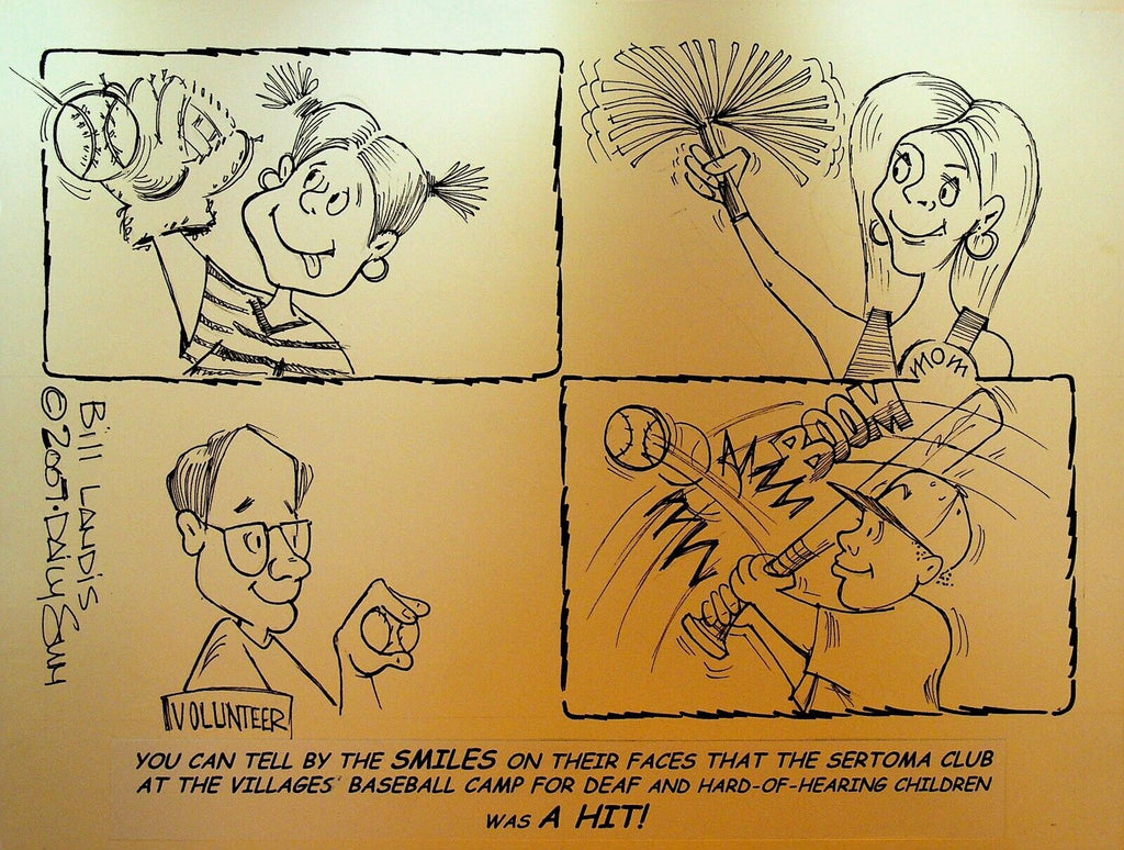 Bill Landis Original Cartoon Art The Villages Daily Sun 2007 Sertoma Club