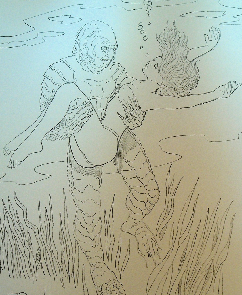 The Creature from the Black Lagoon Original Art Joe Orsak 2014 Carrying Woman0
