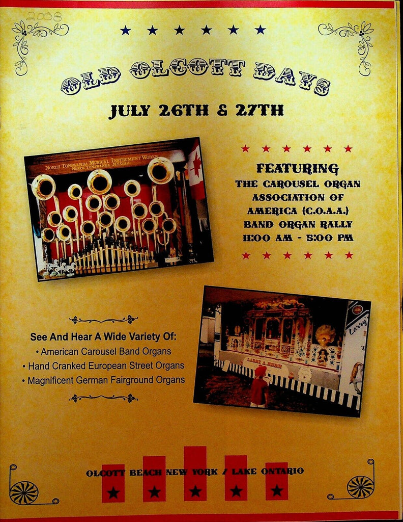 Old Olcott Days Olcott Beach NY Program July 26 2008 Carousel Organs