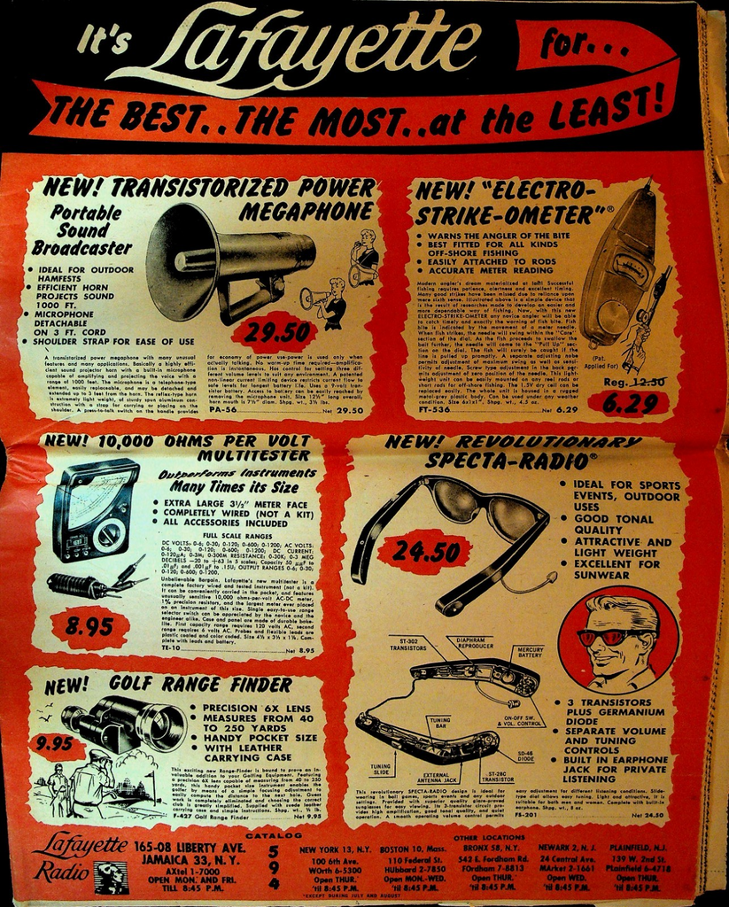 Lafayette Catalog Circular Catalog 1959 Radio Glasses Megaphone Transistor0