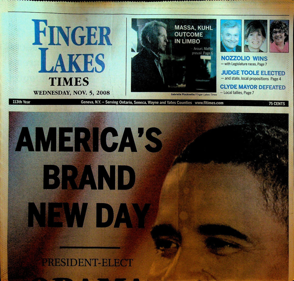 Finger Lakes Times November 5 2008 Newspaper Barack Obama Wins President0